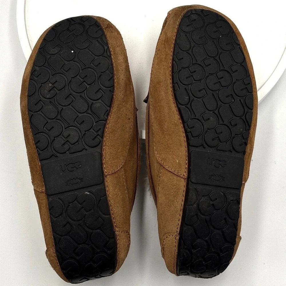 UGG Kids Ansley Chestnut Suede Moccasin Slippers 1120886K Brown Size 4 Youth